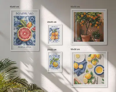 Starinski ukrasi od citrusa poliptih u okviru