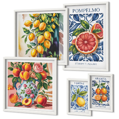 Set 5 slika u okviru Sunčani vintage citrusi