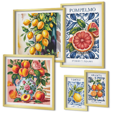 Set 5 slika u okviru Sunčani vintage citrusi