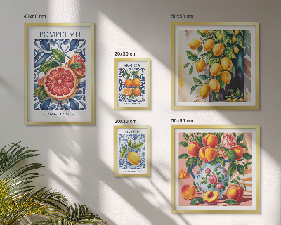 Set 5 slika u okviru Sunčani vintage citrusi