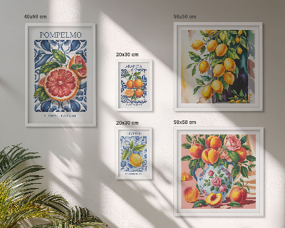 Set 5 slika u okviru Sunčani vintage citrusi