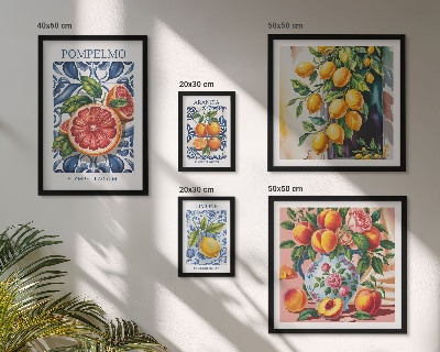 Set 5 slika u okviru Sunčani vintage citrusi