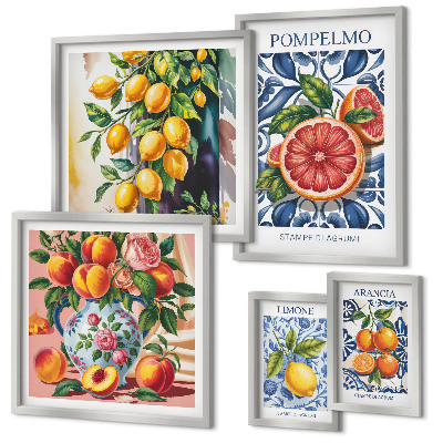 Set 5 slika u okviru Sunčani vintage citrusi