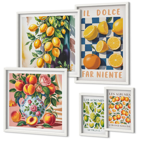 Poliptih u okviru Citrus retro u kuhinji
