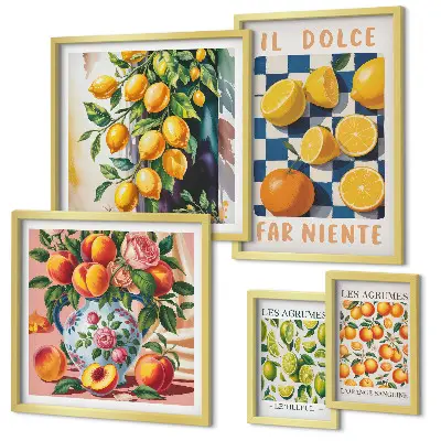 Poliptih u okviru Citrus retro u kuhinji poliptih u okviru s motivom citrusa za kuhinju