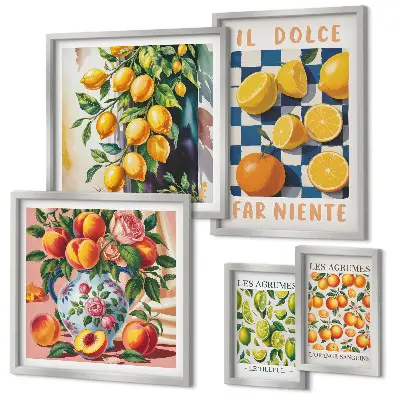 Poliptih u okviru Citrus retro u kuhinji poliptih u okviru s motivom citrusa za kuhinju