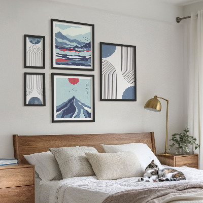 Set slika iznad kauča Geometrija apstraktnih pejzaža