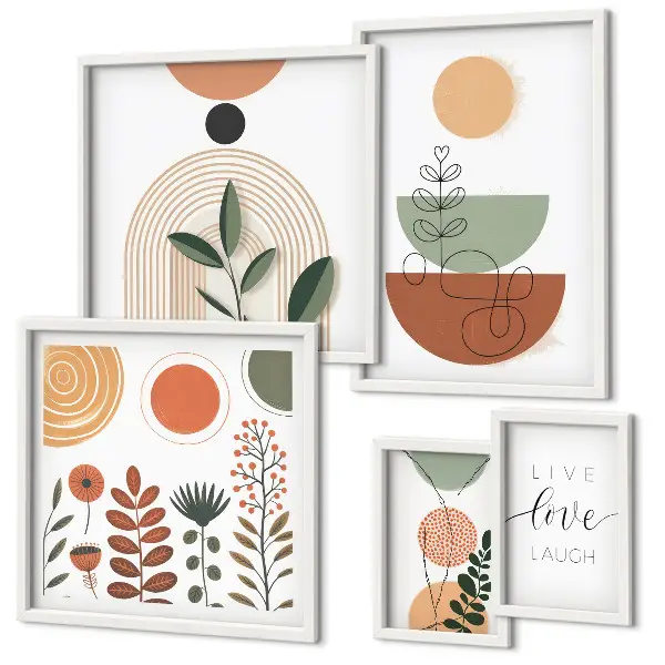 Elegantna biljna i geometrijska grafika poliptih u okviru