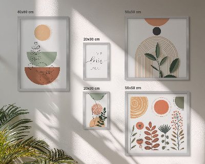 Poliptih u okviru Elegantna biljna i geometrijska grafika