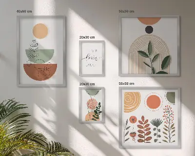 Elegantna biljna i geometrijska grafika poliptih u okviru