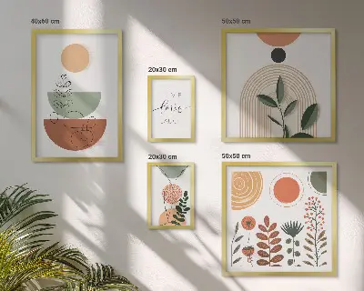 Elegantna biljna i geometrijska grafika poliptih u okviru