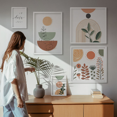 Poliptih u okviru Elegantna biljna i geometrijska grafika