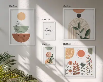 Elegantna biljna i geometrijska grafika poliptih u okviru