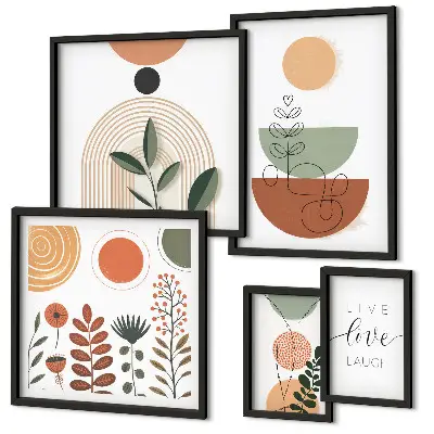 Elegantna biljna i geometrijska grafika poliptih u okviru