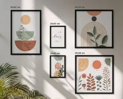 Elegantna biljna i geometrijska grafika poliptih u okviru