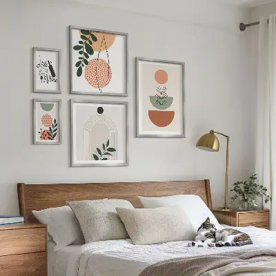 Elegantni biljni ukrasi set od 5 slika u okviru