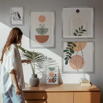 Elegantni biljni ukrasi set od 5 slika u okviru