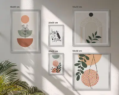 Elegantni biljni ukrasi set od 5 slika u okviru