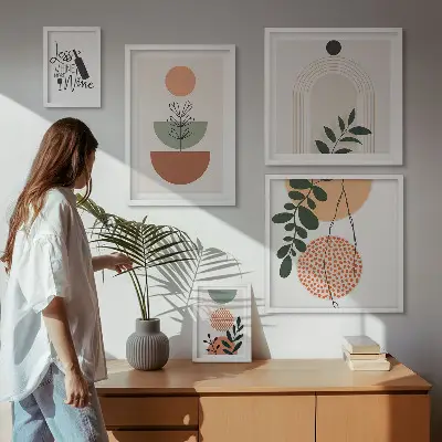 Elegantni biljni ukrasi set od 5 slika u okviru