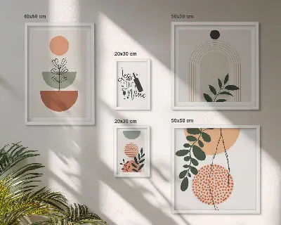Elegantni biljni ukrasi set od 5 slika u okviru