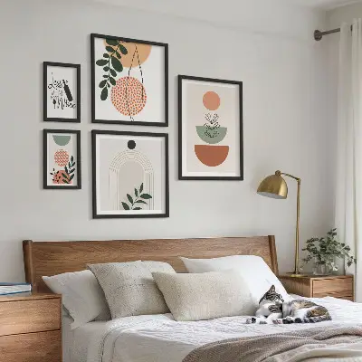 Elegantni biljni ukrasi set od 5 slika u okviru