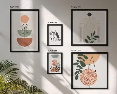 Elegantni biljni ukrasi set od 5 slika u okviru