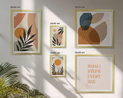 Elegantna apstraktna biljna grafika set slika iznad kauča