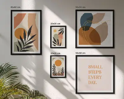 Elegantna apstraktna biljna grafika set slika iznad kauča