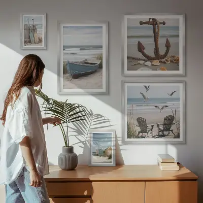 Poliptih u okviru morski ugođaj s motivom opuštanja na plaži