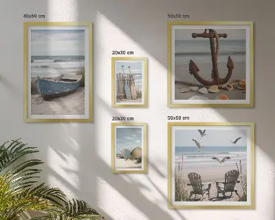 Poliptih u okviru morski ugođaj s motivom opuštanja na plaži