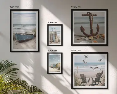 Poliptih u okviru morski ugođaj s motivom opuštanja na plaži