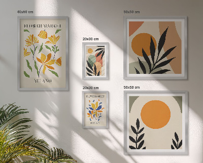 Set 5 slika u okviru Apstraktno cvijeće u boho stilu