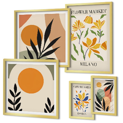 Set 5 slika u okviru Apstraktno cvijeće u boho stilu