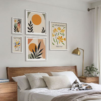 Set 5 slika u okviru Apstraktno cvijeće u boho stilu