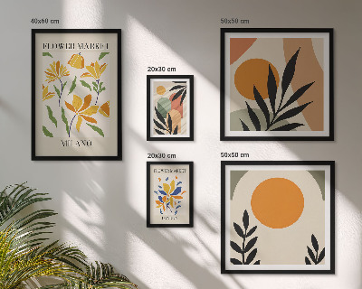 Set 5 slika u okviru Apstraktno cvijeće u boho stilu