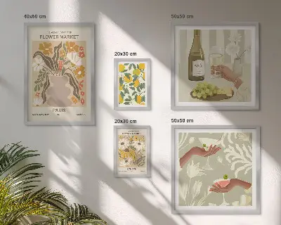 Set slika iznad kauča s motivima cvijeća i voća u vintage stilu