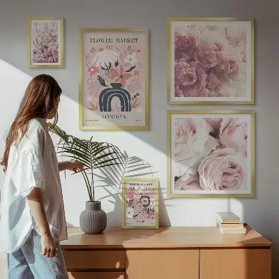 Cvjetni boho ukrasi poliptih u okviru