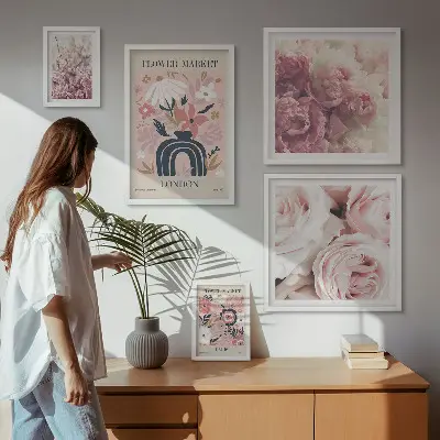 Cvjetni boho ukrasi poliptih u okviru