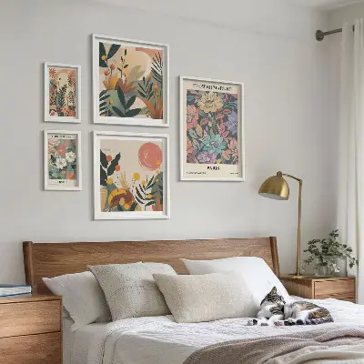 Set slika iznad kauča cvjetni motivi Pariz i London