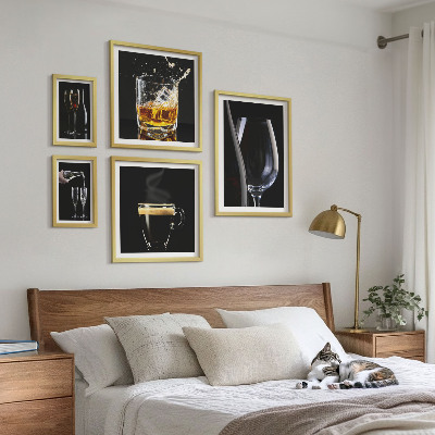 Set 5 slika u okviru Kokteli i pića u stilu bara