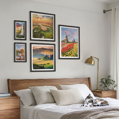 Set slika iznad kauča Krajolici prirode slapovi vjetrenjače