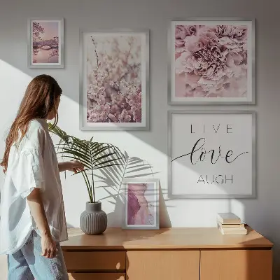 Poliptih u okviru cvjetni motivi s pastelnim sloganima