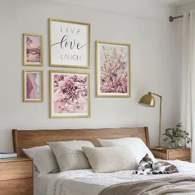 Poliptih u okviru cvjetni motivi s pastelnim sloganima