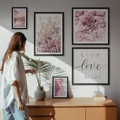 Poliptih u okviru cvjetni motivi s pastelnim sloganima
