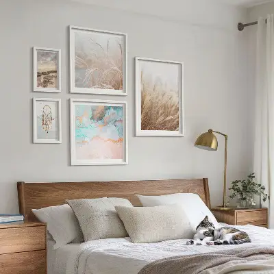 Prirodni boho etno krajolici set od 5 slika u okviru
