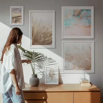 Prirodni boho etno krajolici set od 5 slika u okviru