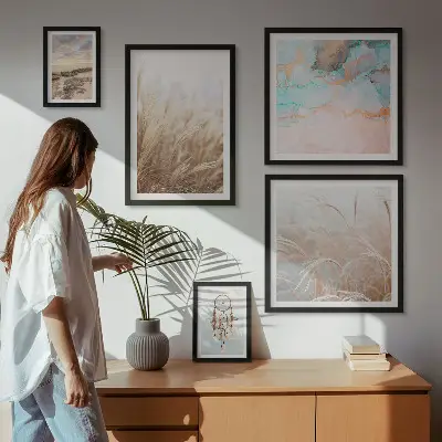 Prirodni boho etno krajolici set od 5 slika u okviru
