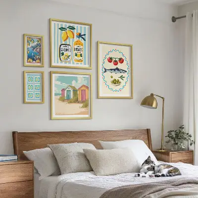 Okusi mediteranske kuhinje set od 5 slika u okviru