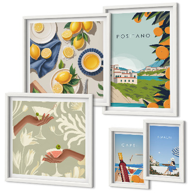 Set 5 slika u okviru Talijanski odmori Amalfi Capri