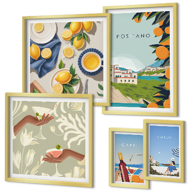 Set 5 slika u okviru Talijanski odmori Amalfi Capri